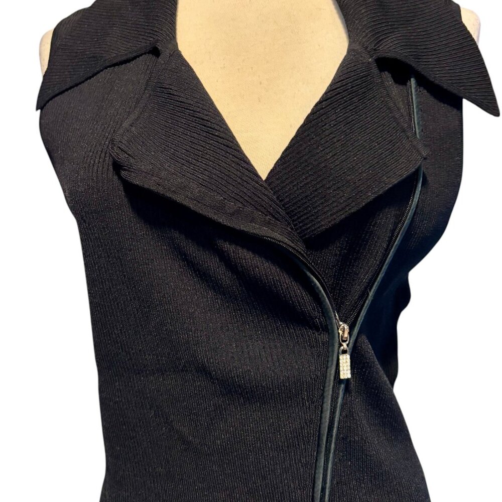 Cache Black 2 Way Diagonal Rhinestone Zipper Rib … - image 2